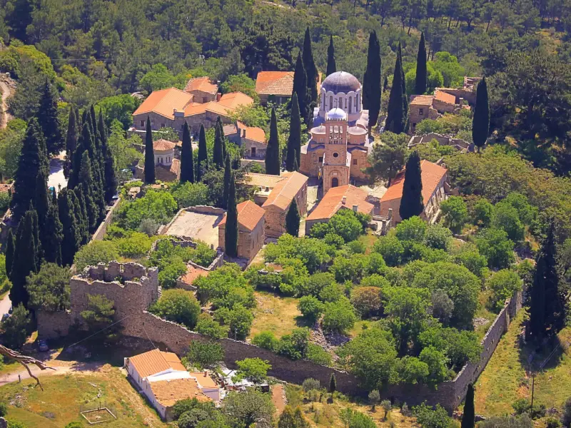Sakız Adası Yılbaşı Turu Nea Moni Manastırı Kuş Bakışı Görünümü